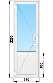 Пластиковые уличные входные двери одностворчатые с глухим низом 750x2200